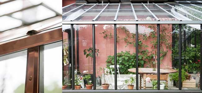 Eftersom växthusen från Sweden Green House förses med metallister på taket blir det inte så mycket underhåll som man kan tro.