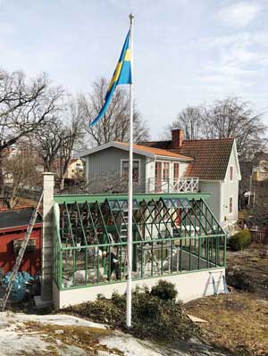 Grönt växthus i Vaxholm.