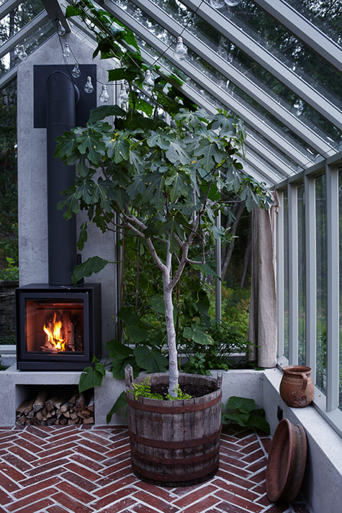 Kamin i victoria Skoglunds växthus