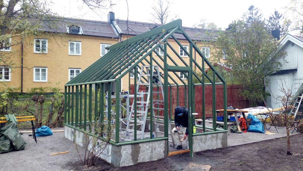 Grönt växthus bygge
