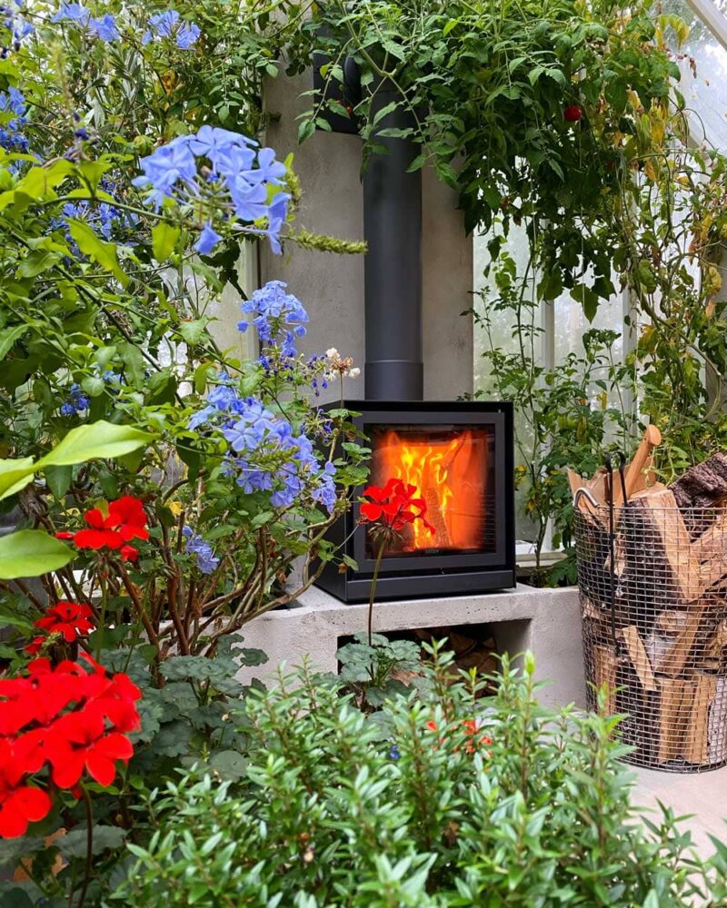kamin i växthus