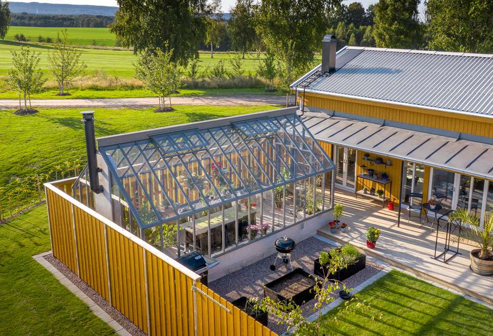 Växthus gult hus