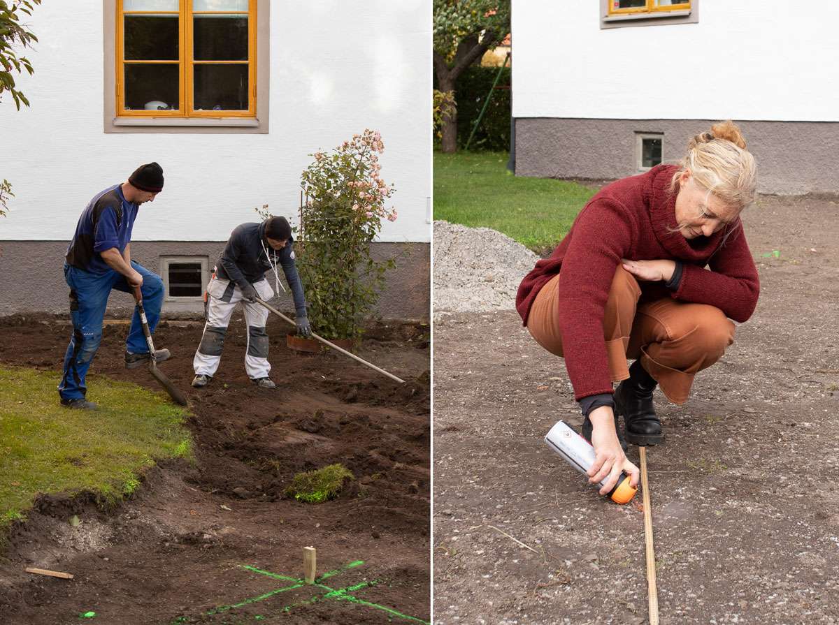 Interiör från växthus med sadeltak i Attefallsstorlek.