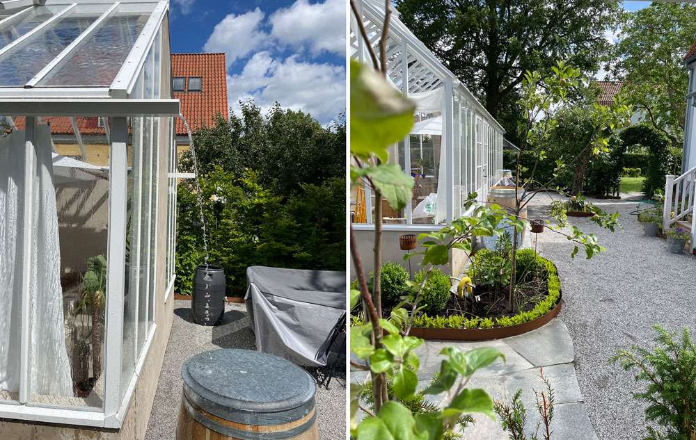 Det vita växthuset som vi byggt i trädgården som hör till Hovdala slott.